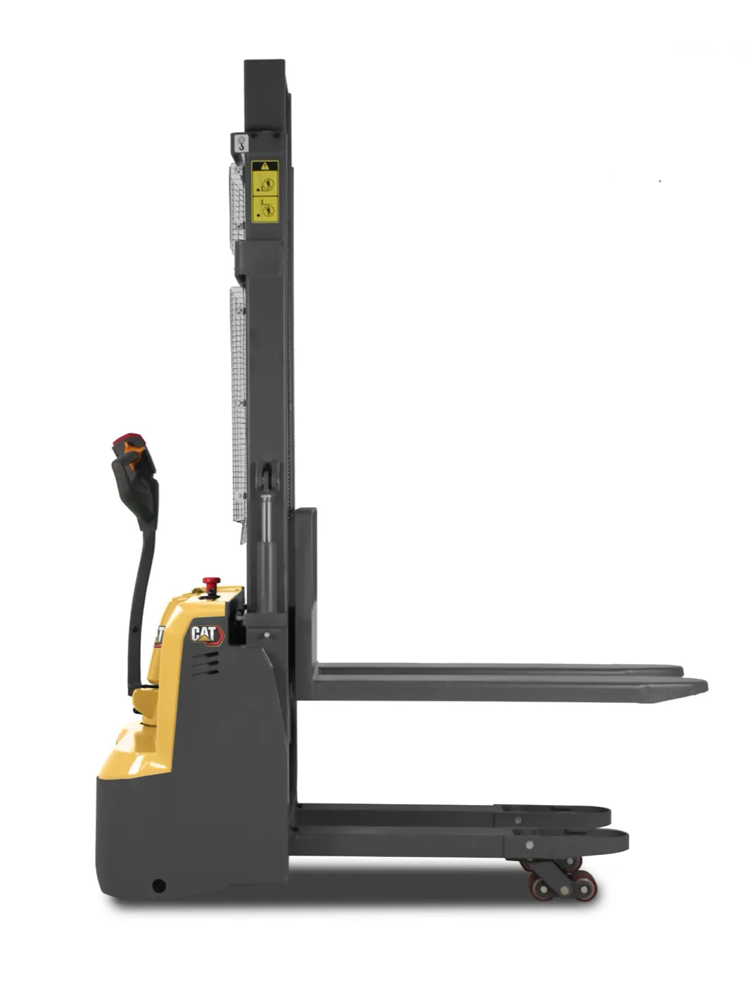 Cat® NSP12QLMI kompakt gyalogkíséretű raklapemelő targoncák, egytagú oszloppal
